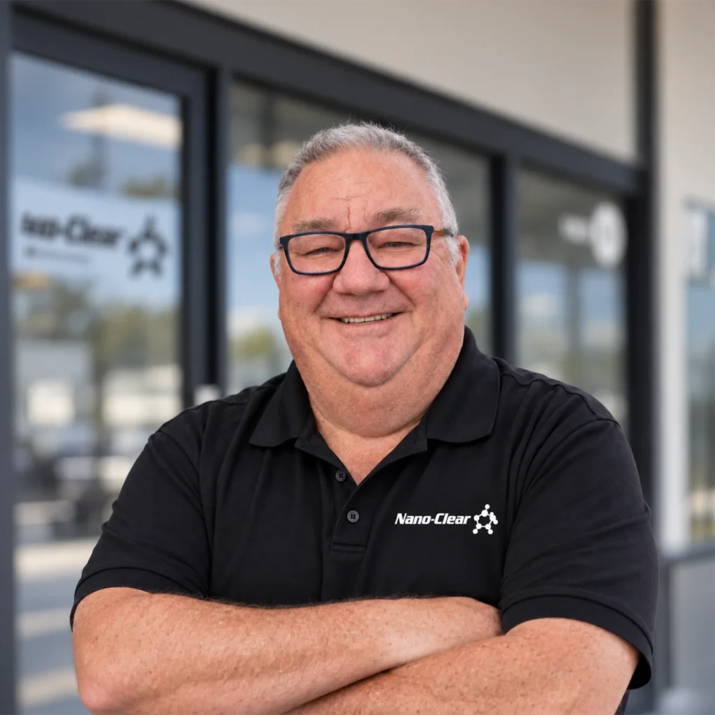 Barry, Nano-Clear Taranaki franchise owner, providing professional aluminium joinery restoration, recolouring and protective coating services throughout the Taranaki region.